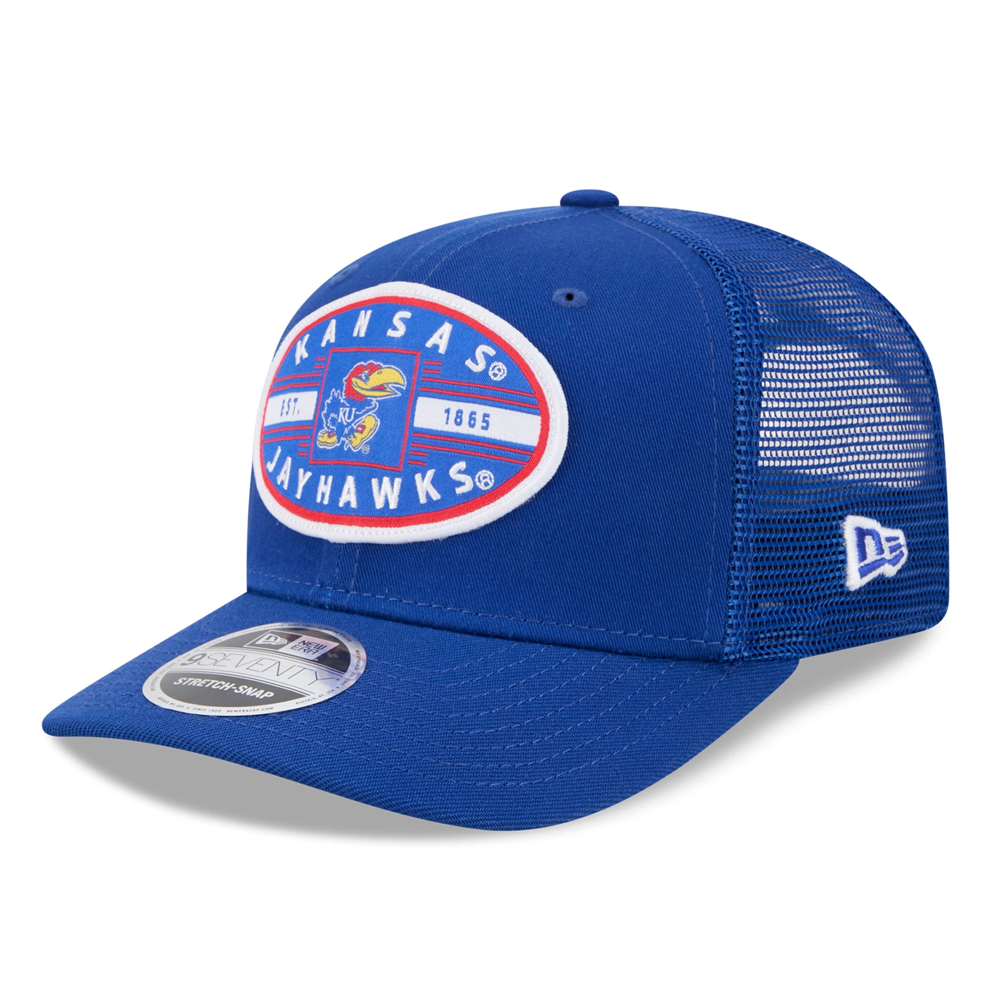Unisex New Era  Royal Kansas Jayhawks Inline Patch 9SEVENTY Trucker Adjustable Hat
