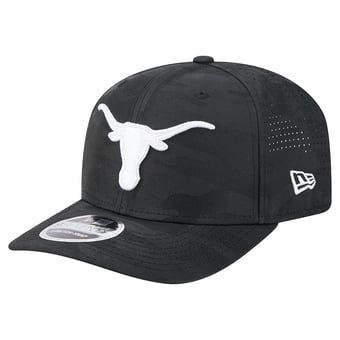 Men's New Era Black Texas Longhorns Perforated Camo 9SEVENTY Adjustable Hat