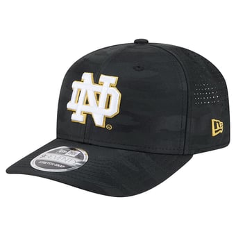 Men's New Era Black Notre Dame Fighting Irish Perforated Camo 9SEVENTY Adjustable Hat