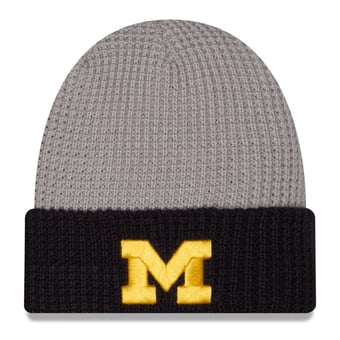 Unisex New Era Gray/Black Michigan Wolverines Cuffed Waffle Knit Hat