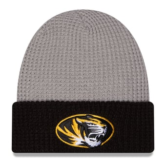 Unisex New Era Gray/Black Missouri Tigers Cuffed Waffle Knit Hat