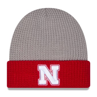 Unisex New Era Gray/Scarlet Nebraska Huskers Cuffed Waffle Knit Hat