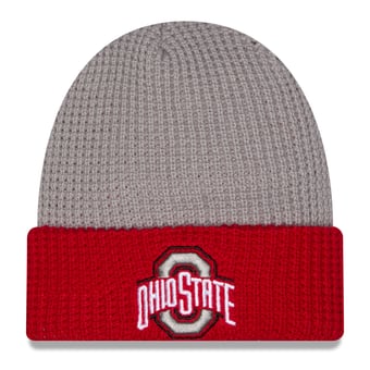 Unisex New Era Gray/Scarlet Ohio State Buckeyes Cuffed Waffle Knit Hat