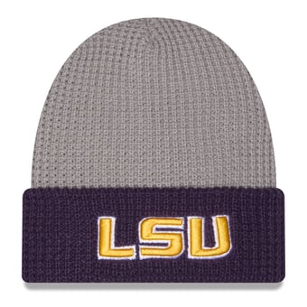 Unisex New Era Gray/Purple LSU Tigers Cuffed Waffle Knit Hat
