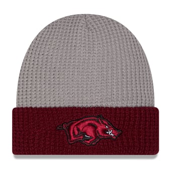 Unisex New Era Gray/Cardinal Arkansas Razorbacks Cuffed Waffle Knit Hat