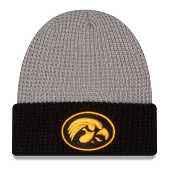 Unisex New Era Gray/Black Iowa Hawkeyes Cuffed Waffle Knit Hat