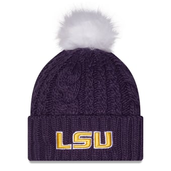 Women's New Era Purple LSU Tigers Fuzz Double Knit Hat with Pom