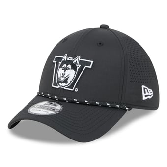 Men's New Era Black Washington Huskies Vault Inline Performance Rope 39THIRTY Stretch Hat