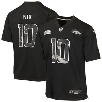 Youth Nike Bo Nix Black Denver Broncos 2026 Salute to Service Game Jersey