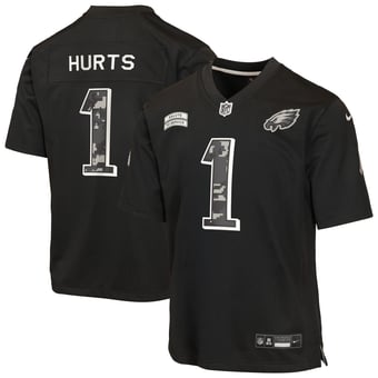 Youth Nike Jalen Hurts Black Philadelphia Eagles 2026 Salute to Service Game Jersey