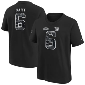 Youth Nike Jaxson Dart Black New York Giants 2026 Salute to Service Name & Number T-Shirt