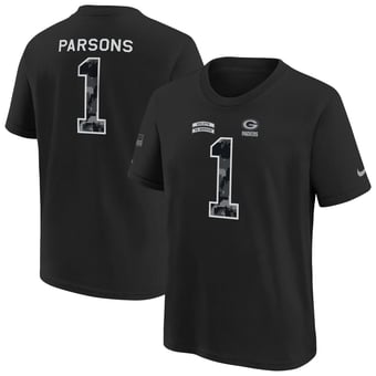 Youth Nike Micah Parsons Black Green Bay Packers 2026 Salute to Service Name & Number T-Shirt
