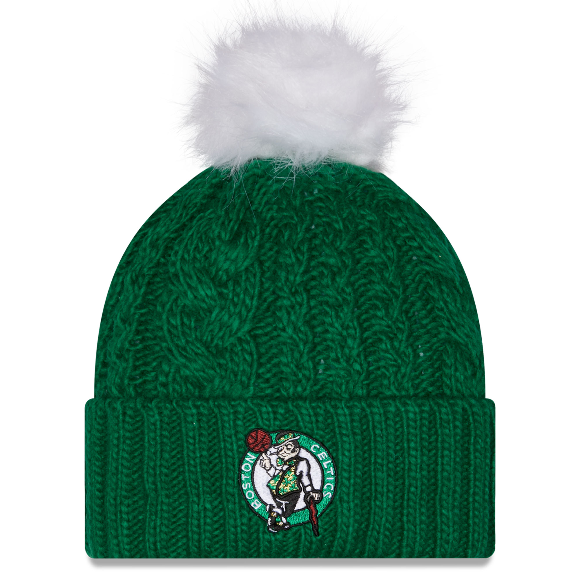 Women's New Era Kelly Green Boston Celtics Single Knit Hat with Pom