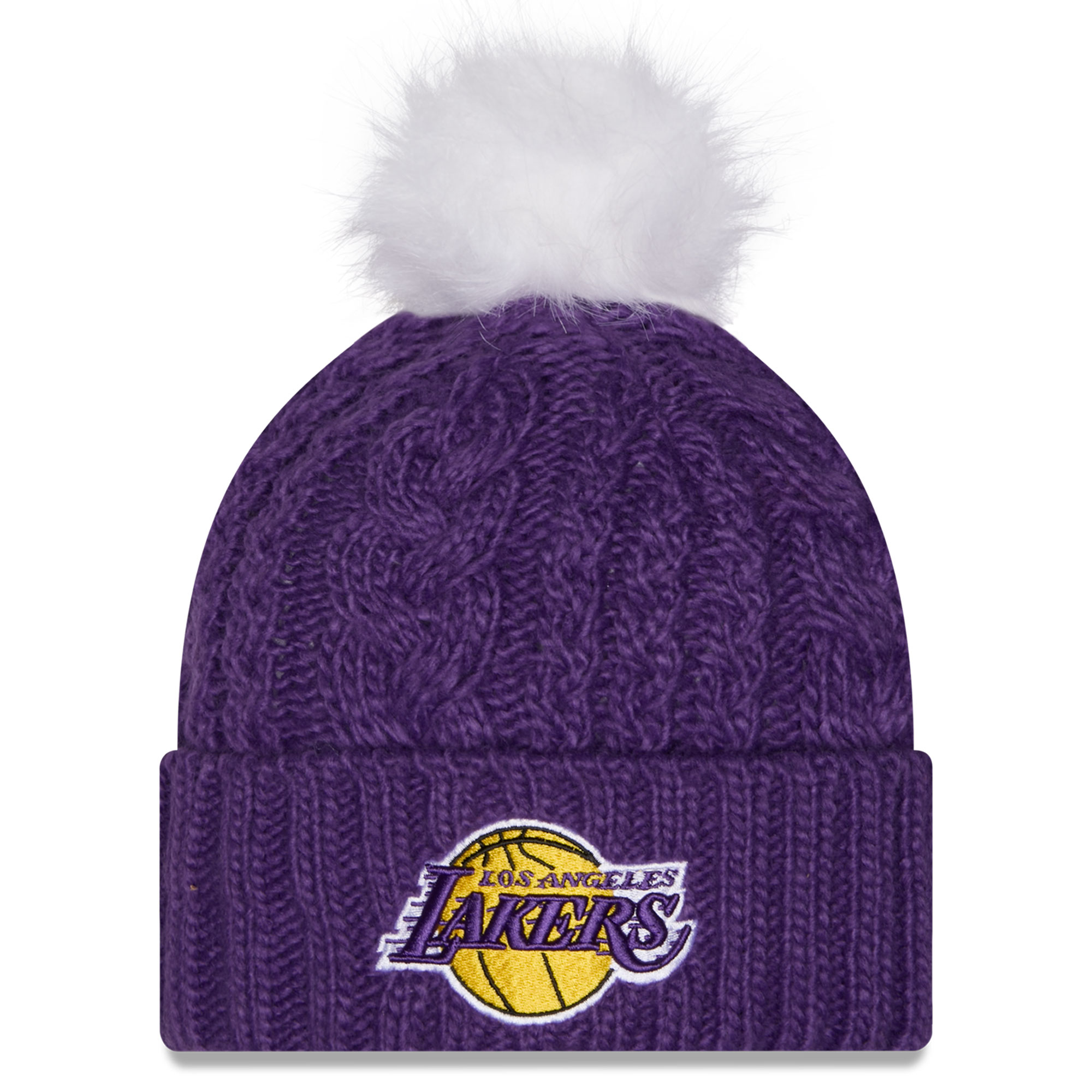 Women's New Era Purple Los Angeles Lakers Single Knit Hat with Pom