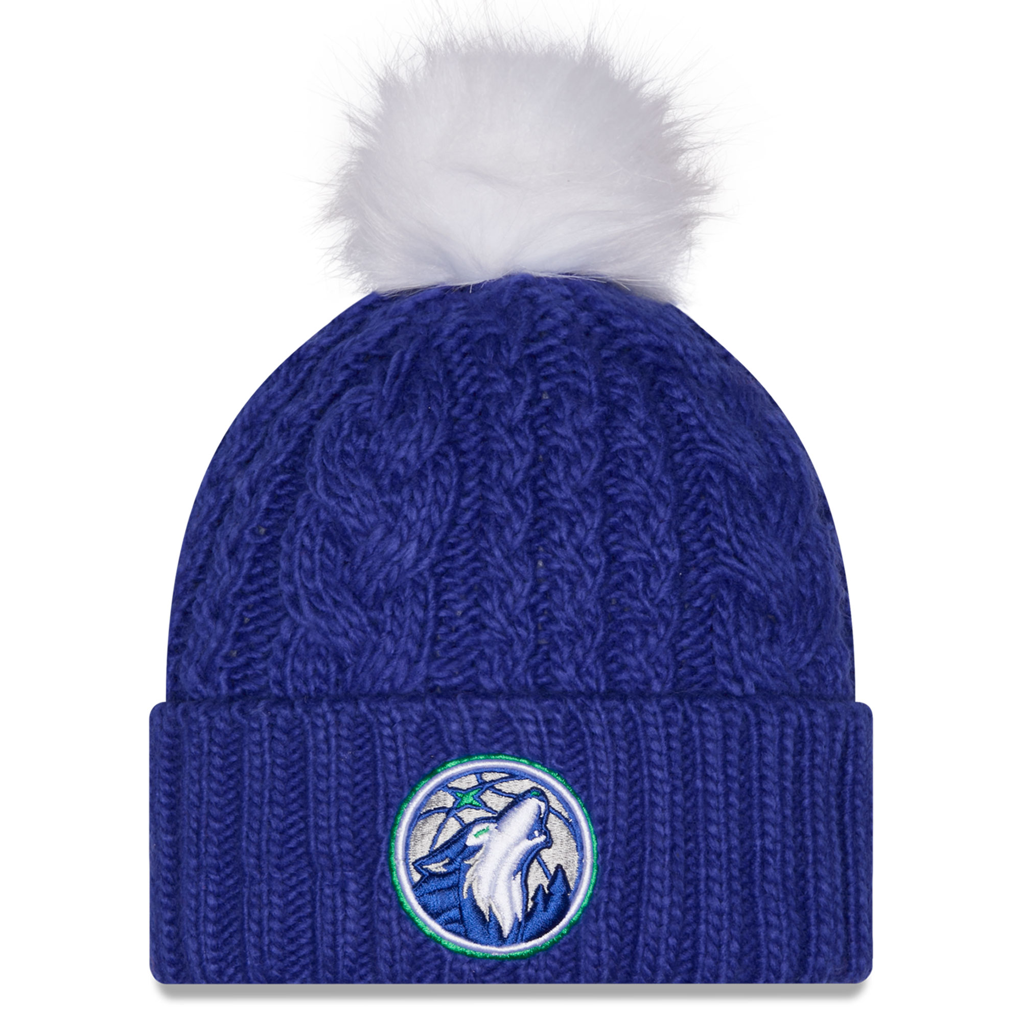 Women's New Era Blue Minnesota Timberwolves Single Knit Hat with Pom