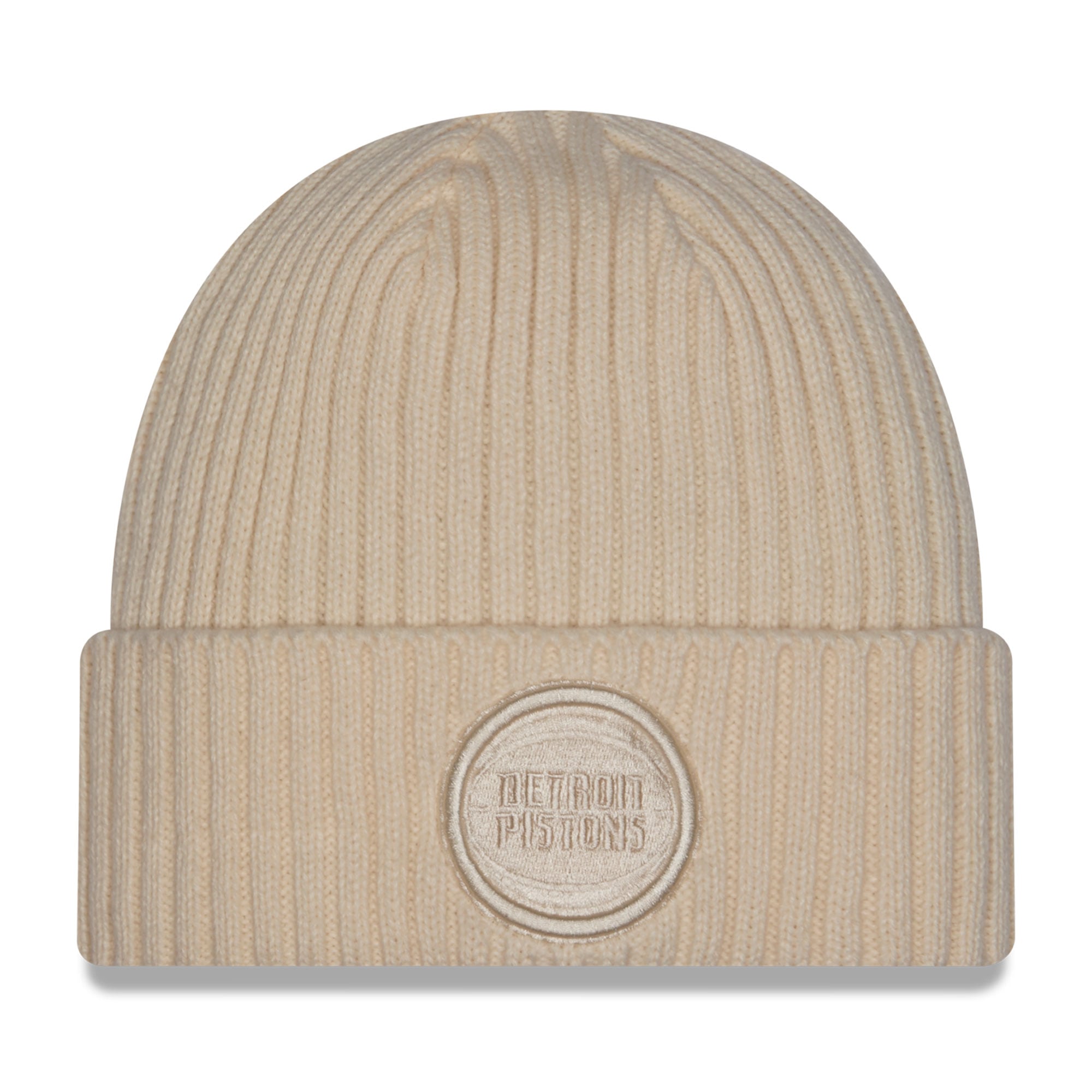 Men's New Era Cream Detroit Pistons Color Pack Cuffed Knit Hat