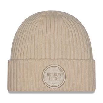 Men's New Era Cream Detroit Pistons Color Pack Cuffed Knit Hat