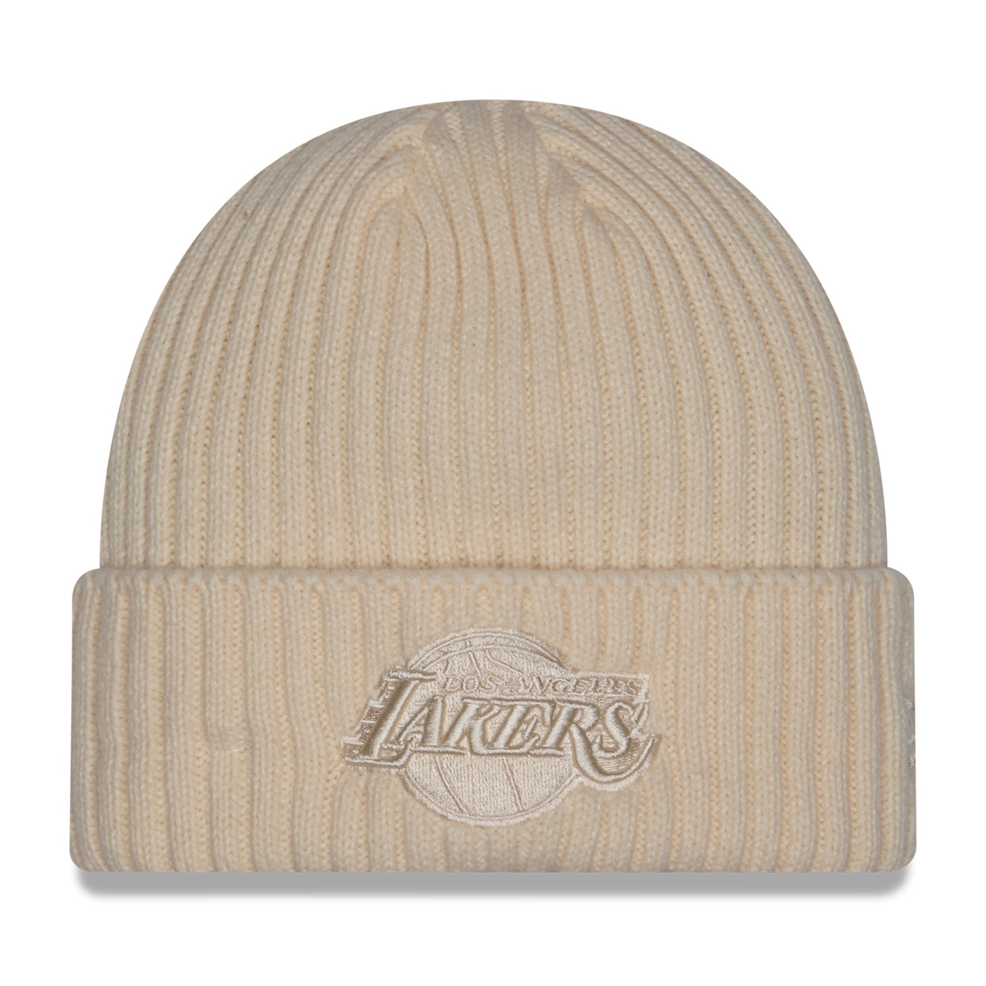 Men's New Era Cream Los Angeles Lakers Color Pack Cuffed Knit Hat