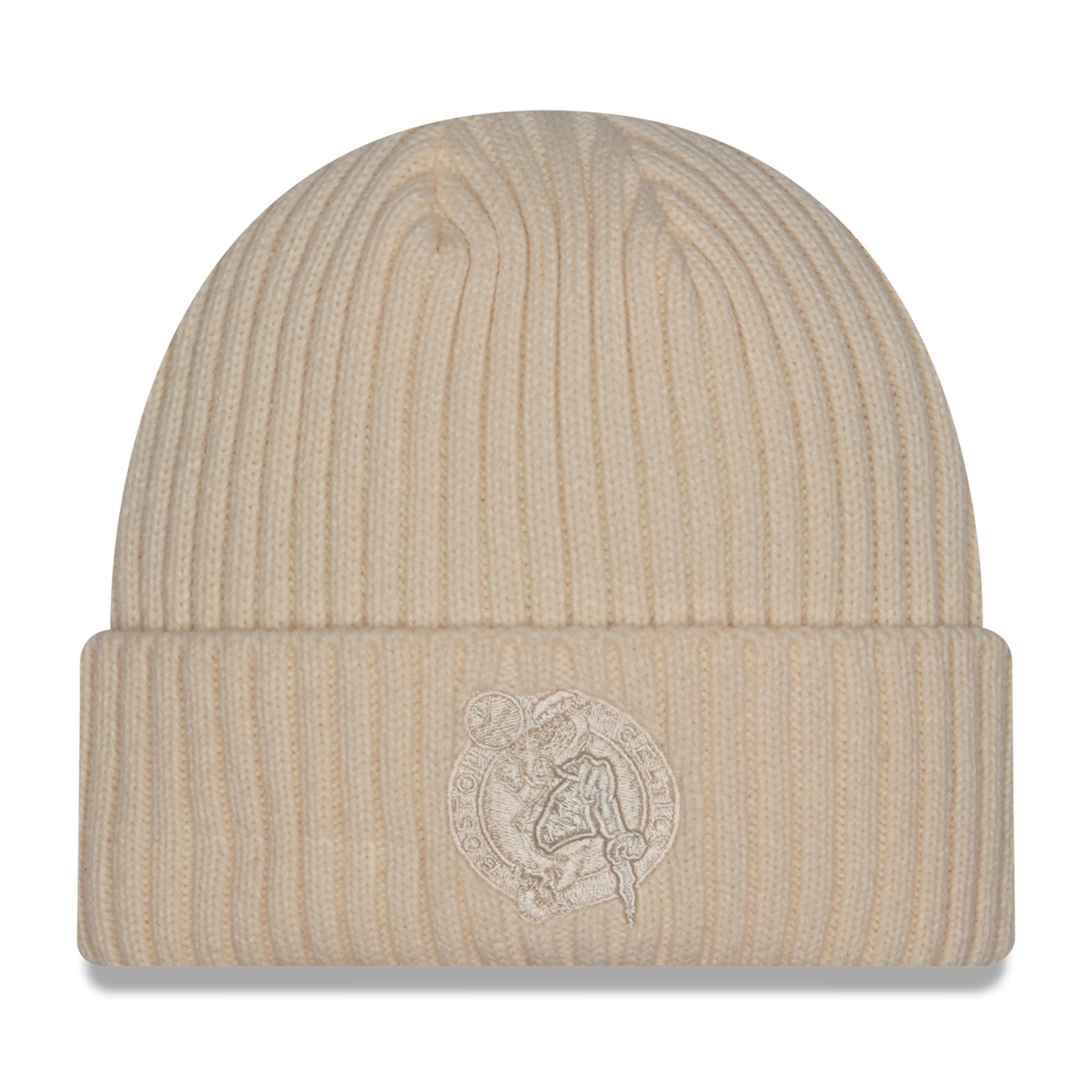 Men's New Era Cream Boston Celtics Color Pack Cuffed Knit Hat