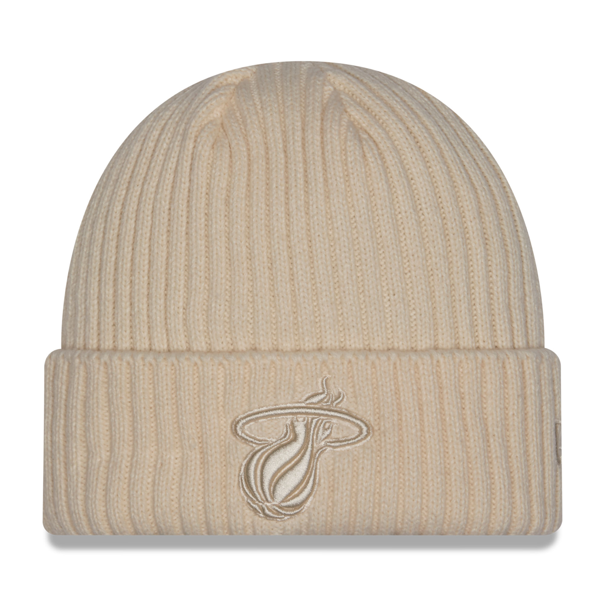 Men's New Era Cream Miami Heat Color Pack Cuffed Knit Hat