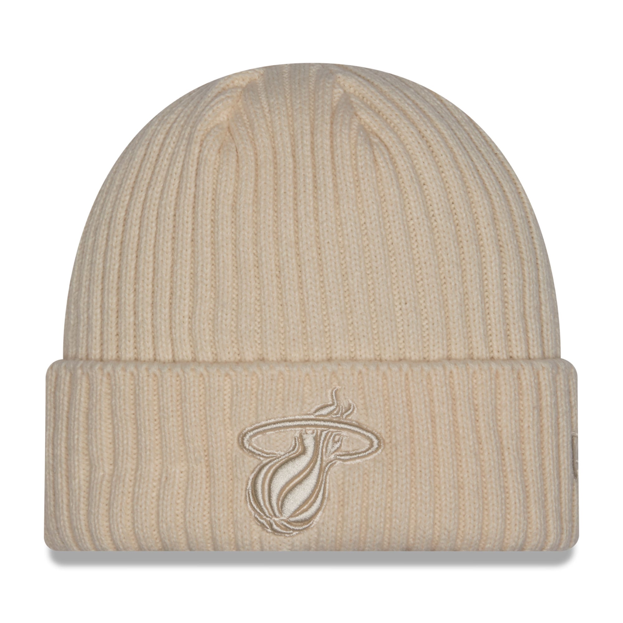 Men's New Era Cream Miami Heat Color Pack Cuffed Knit Hat