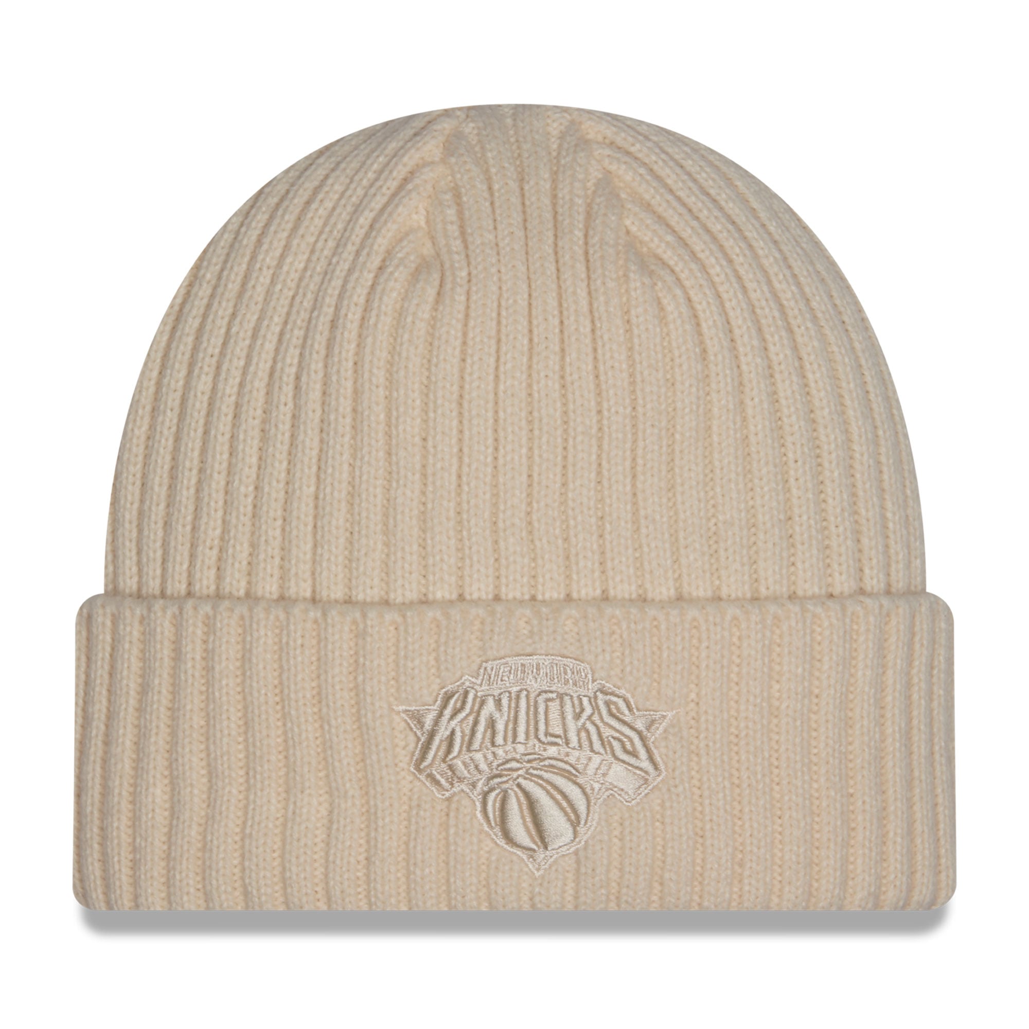Men's New Era Cream New York Knicks Color Pack Cuffed Knit Hat