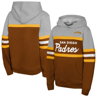 Youth Mitchell & Ness Brown/Grey San Diego Padres Cooperstown Head Coach Pullover Hoodie