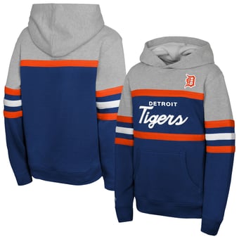 Youth Mitchell & Ness Navy/Grey Detroit Tigers Cooperstown Head Coach Pullover Hoodie