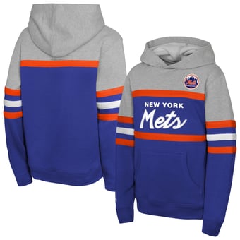 Youth Mitchell & Ness Royal/Grey New York Mets Cooperstown Head Coach Pullover Hoodie