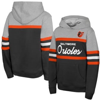 Youth Mitchell & Ness Black/Grey Baltimore Orioles Cooperstown Head Coach Pullover Hoodie
