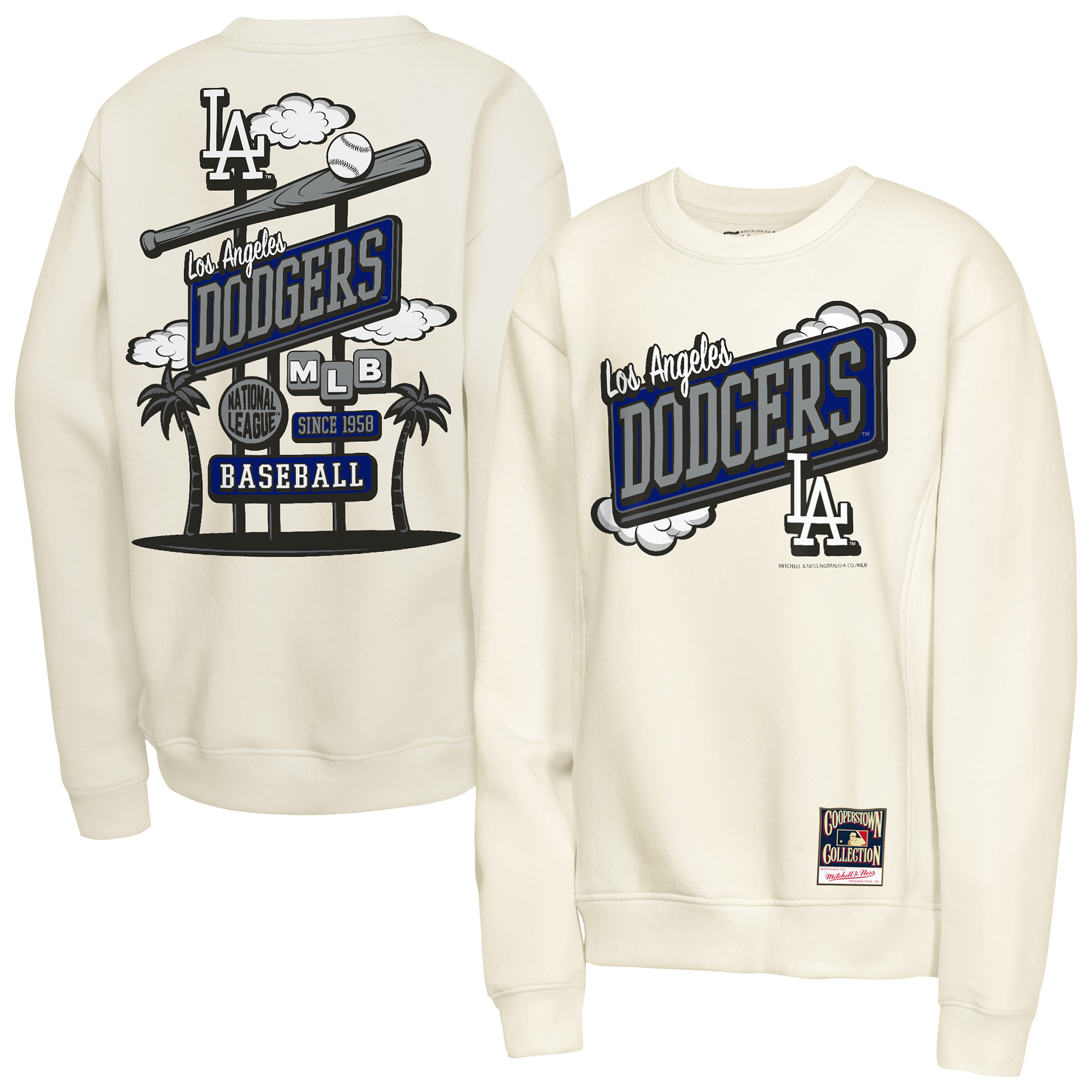 Youth Mitchell & Ness Natural Los Angeles Dodgers Retro Billboard Sweatshirt