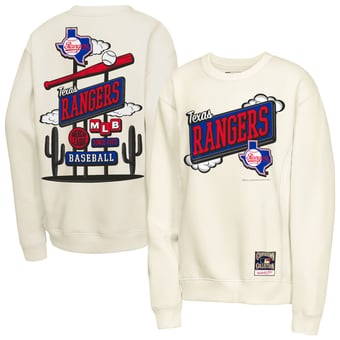 Youth Mitchell & Ness Natural Texas Rangers Retro Billboard Sweatshirt