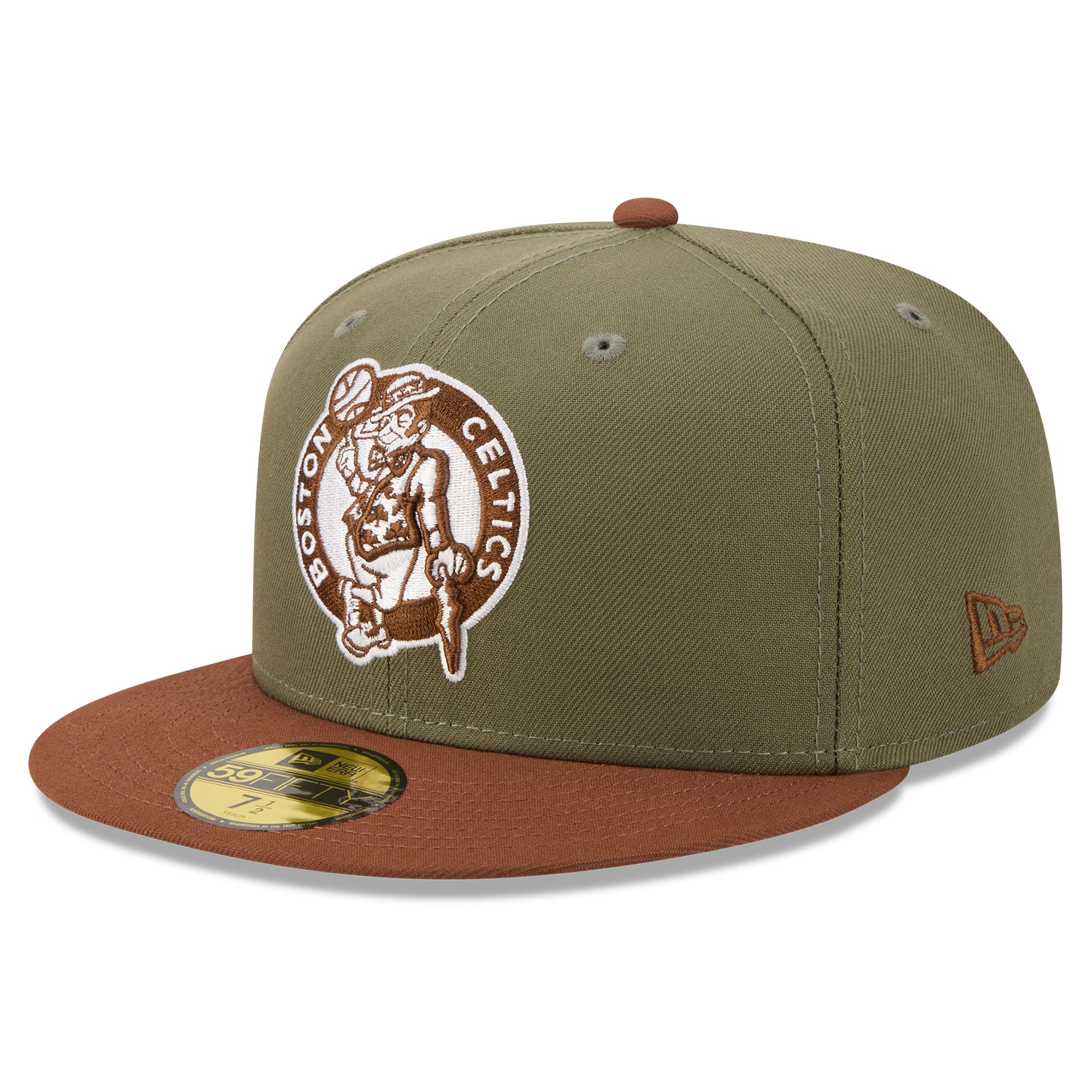 Men's New Era Olive/Brown Boston Celtics Color Pack 2-Tone 59FIFTY Fitted Hat