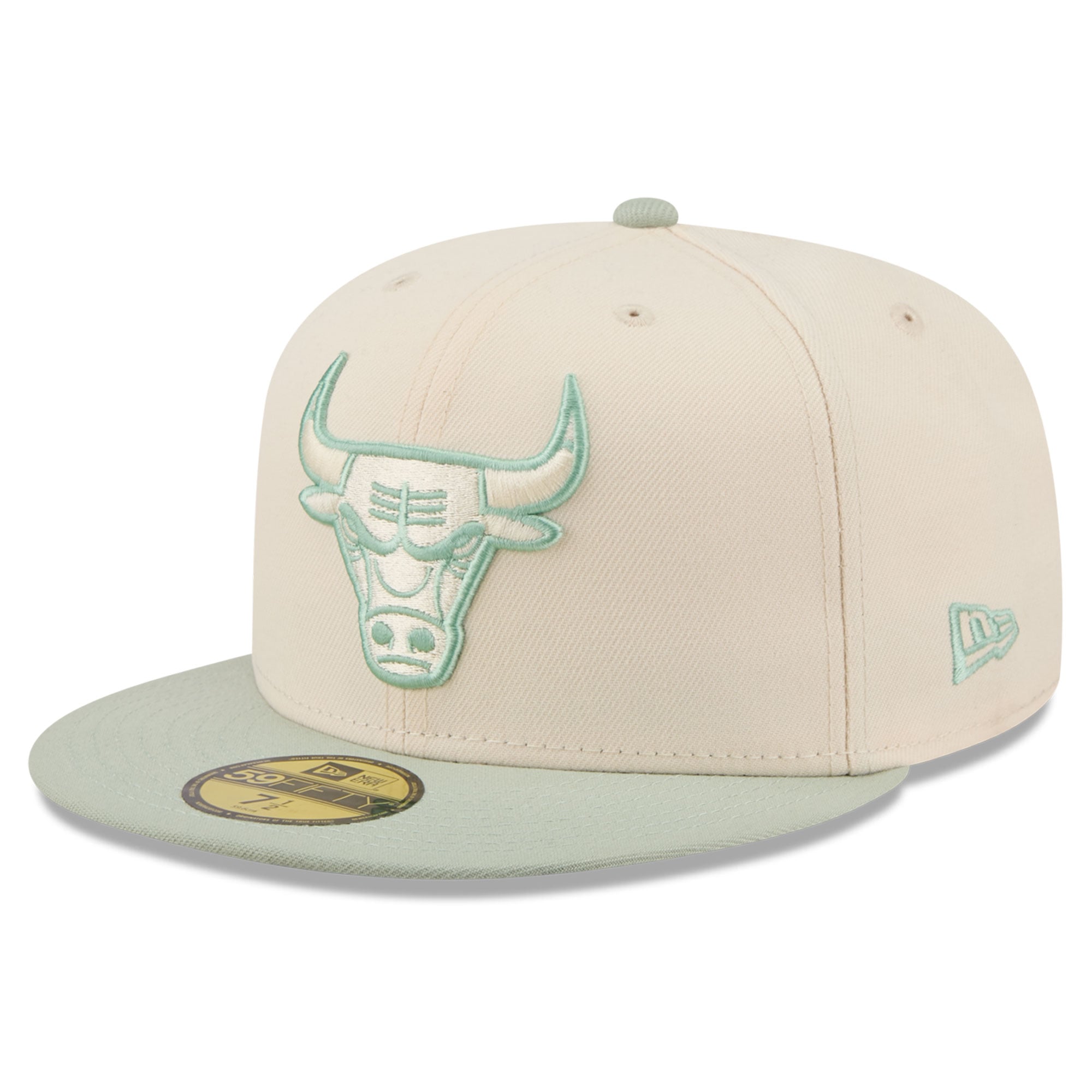 Men's New Era Cream/Light Green Chicago Bulls Color Pack 2-Tone 59FIFTY Fitted Hat