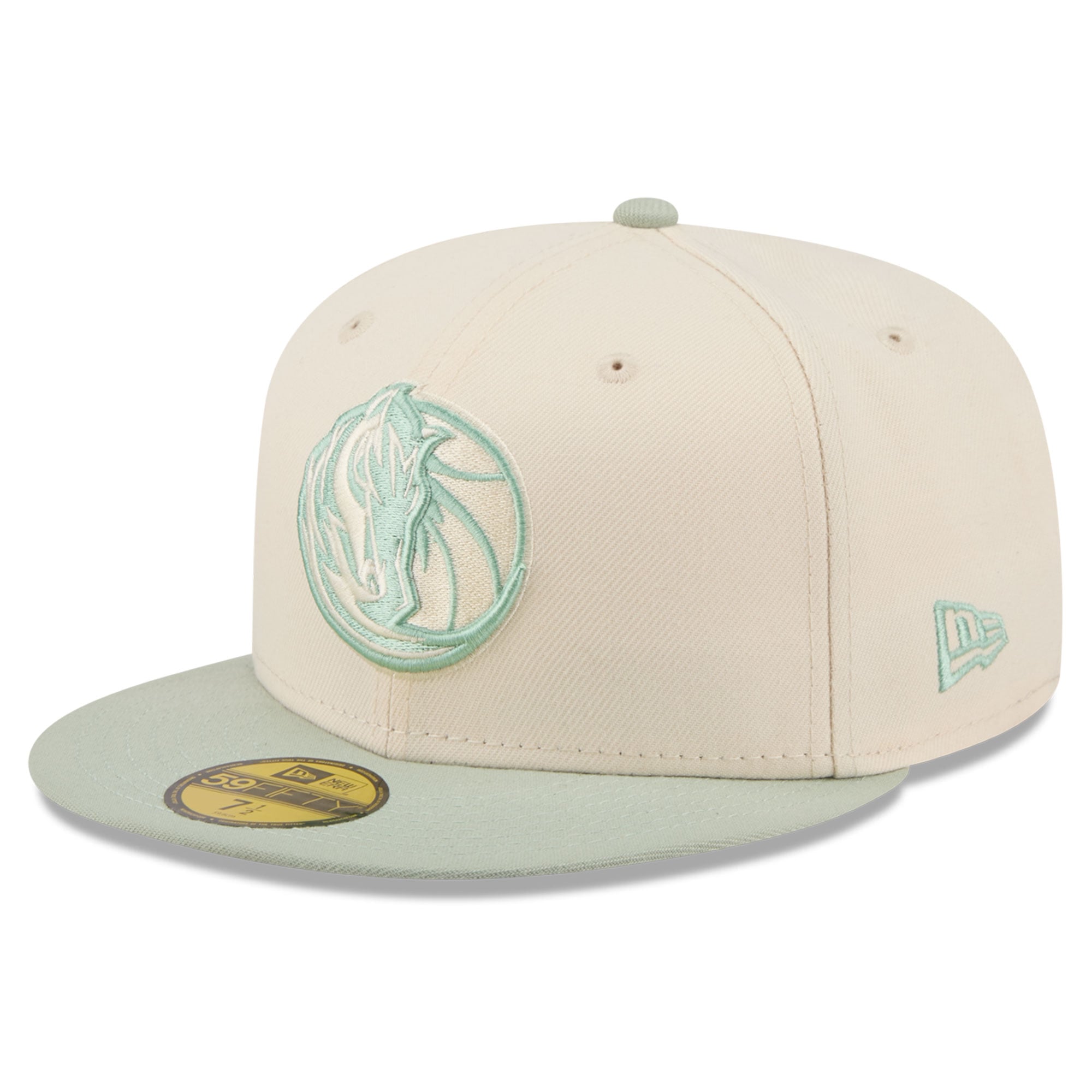 Men's New Era Cream/Light Green Dallas Mavericks Color Pack 2-Tone 59FIFTY Fitted Hat