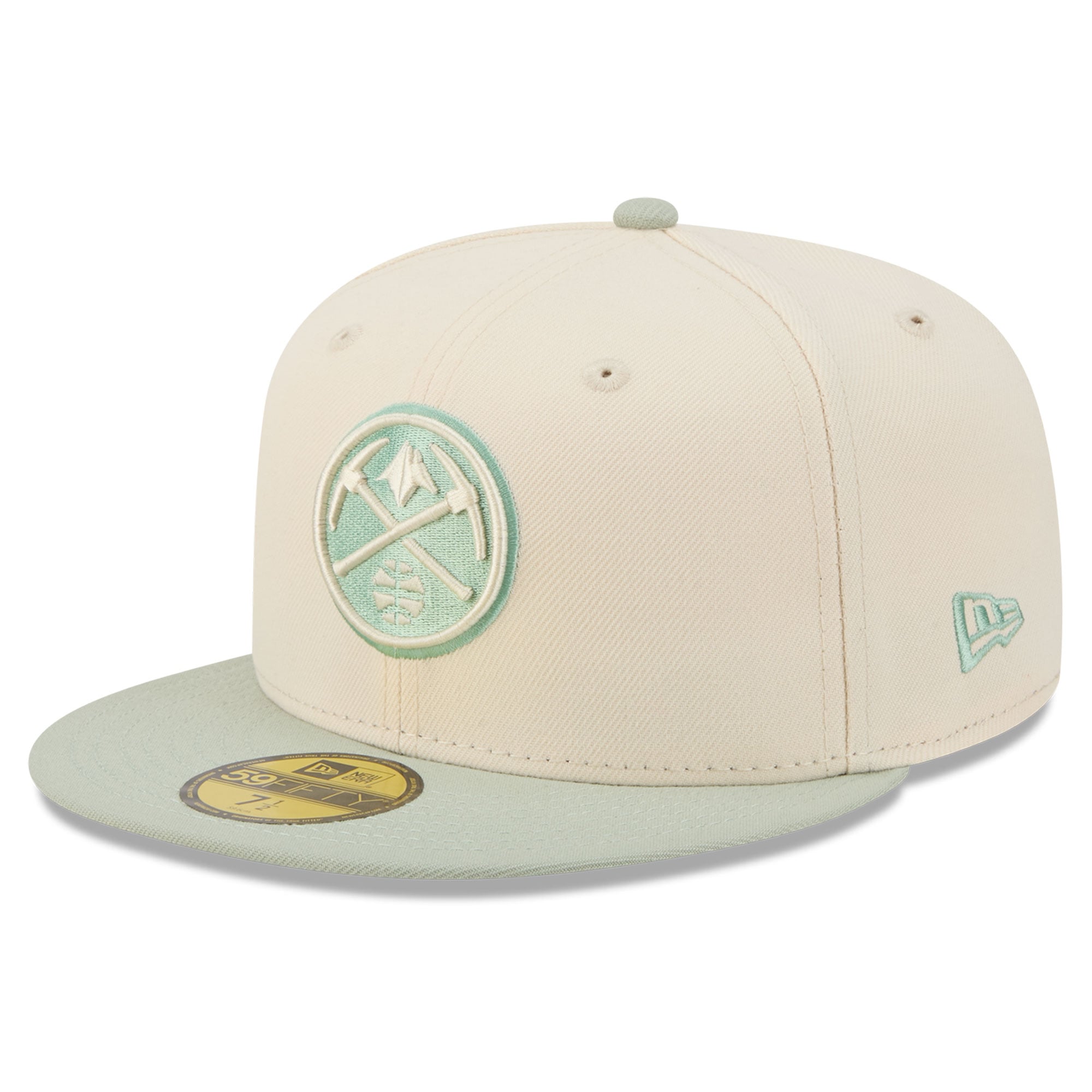 Men's New Era Cream/Light Green Denver Nuggets Color Pack 2-Tone 59FIFTY Fitted Hat