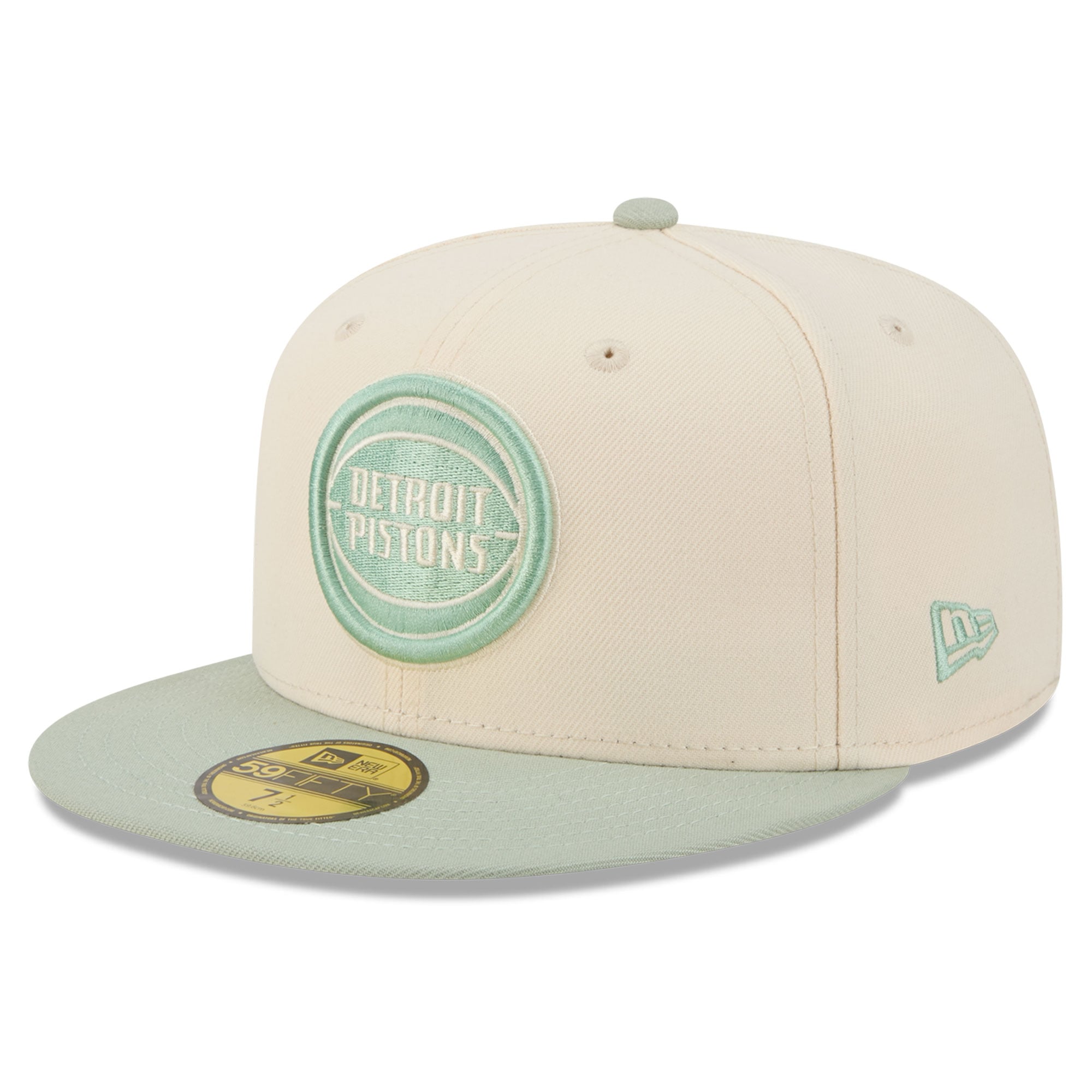 Men's New Era Cream/Light Green Detroit Pistons Color Pack 2-Tone 59FIFTY Fitted Hat