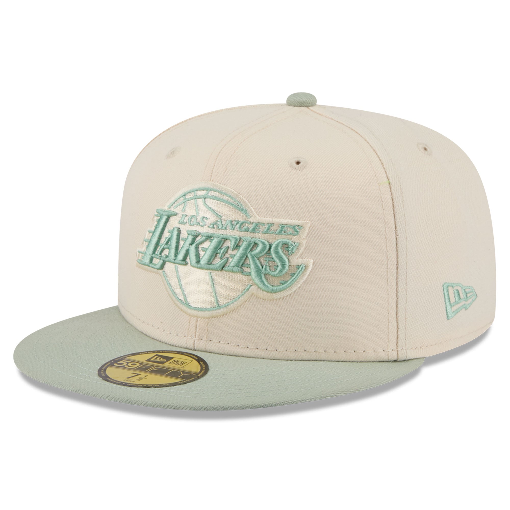 Men's New Era Cream/Light Green Los Angeles Lakers Color Pack 2-Tone 59FIFTY Fitted Hat