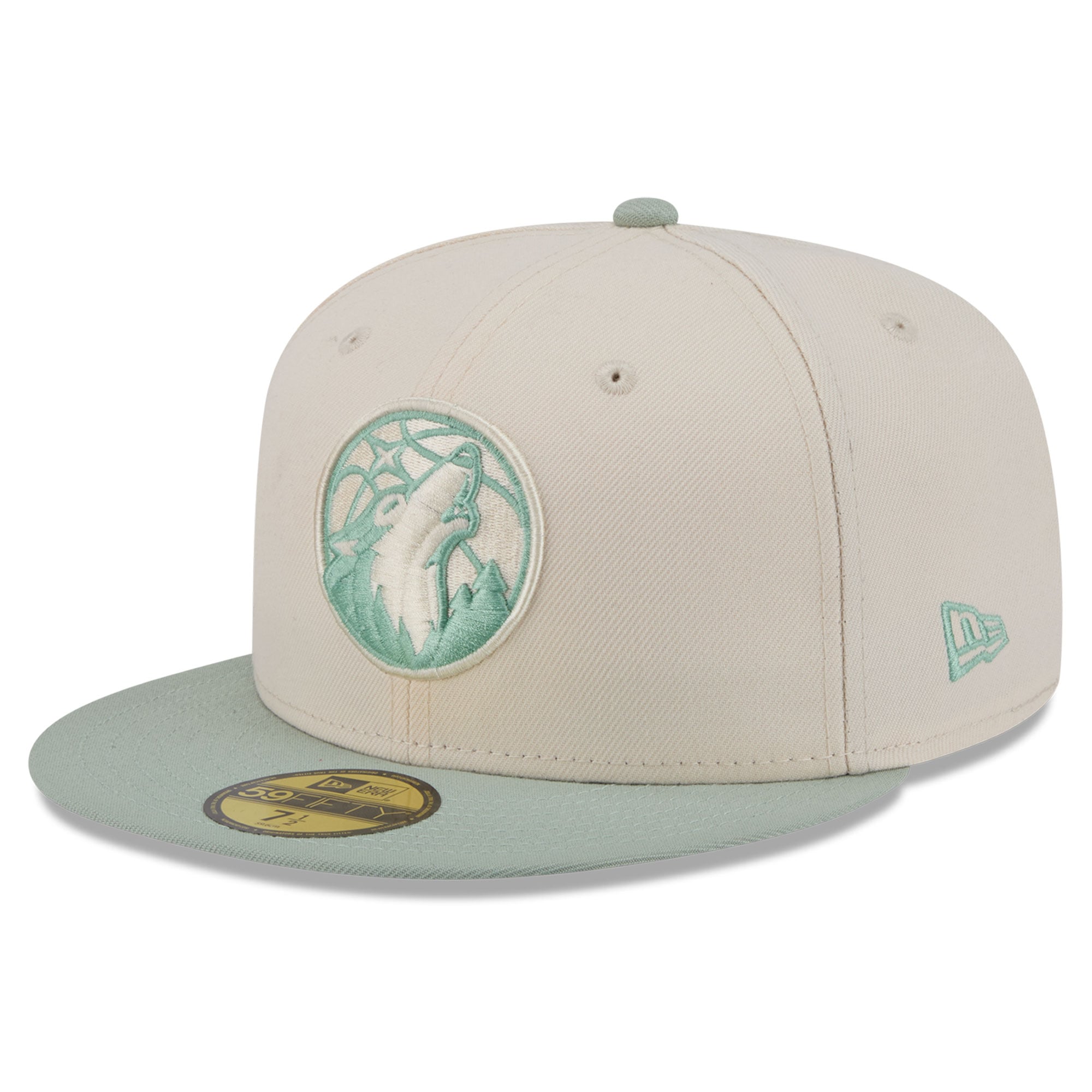 Men's New Era Cream/Light Green Minnesota Timberwolves Color Pack 2-Tone 59FIFTY Fitted Hat