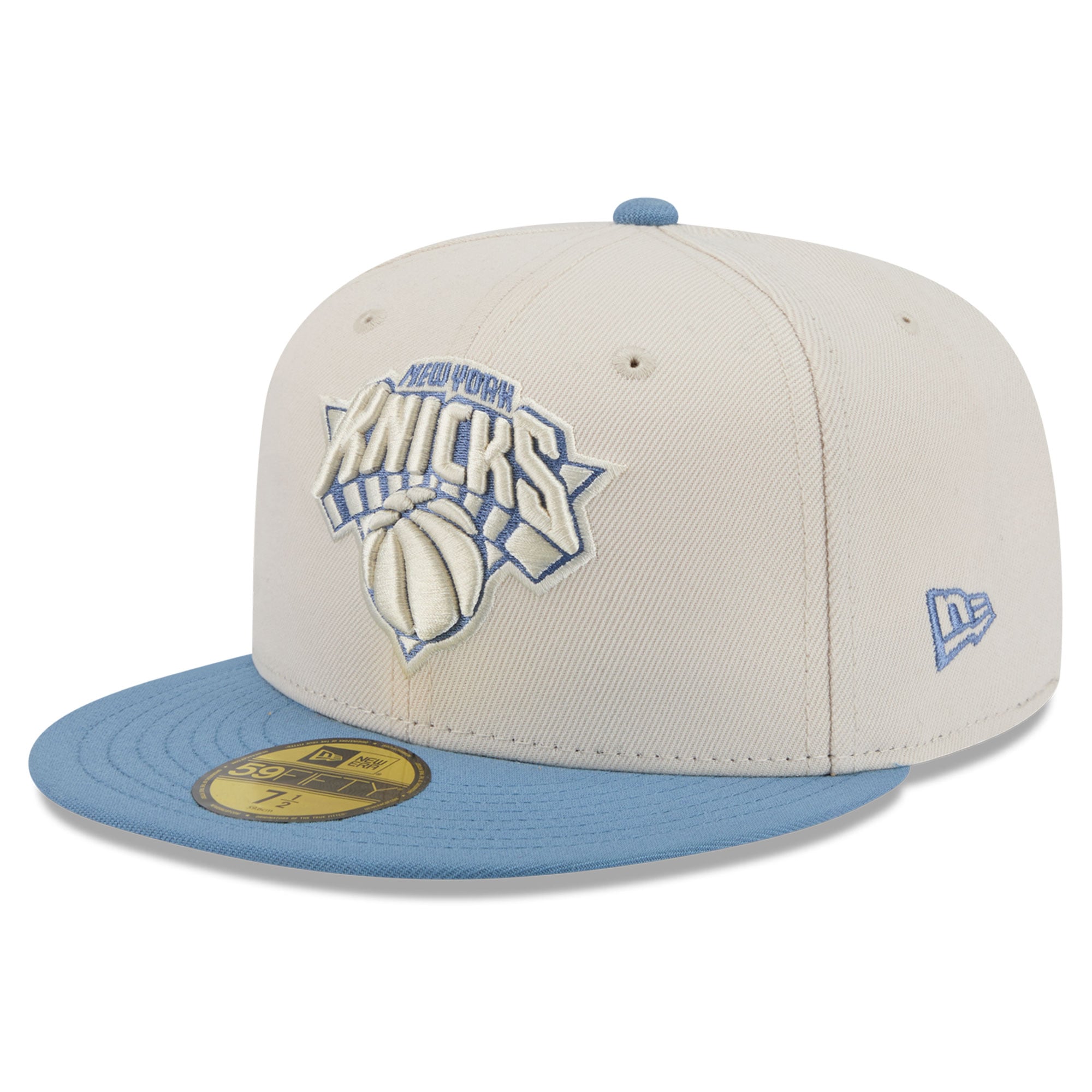 Men's New Era Cream/Light Blue New York Knicks Color Pack 2-Tone 59FIFTY Fitted Hat