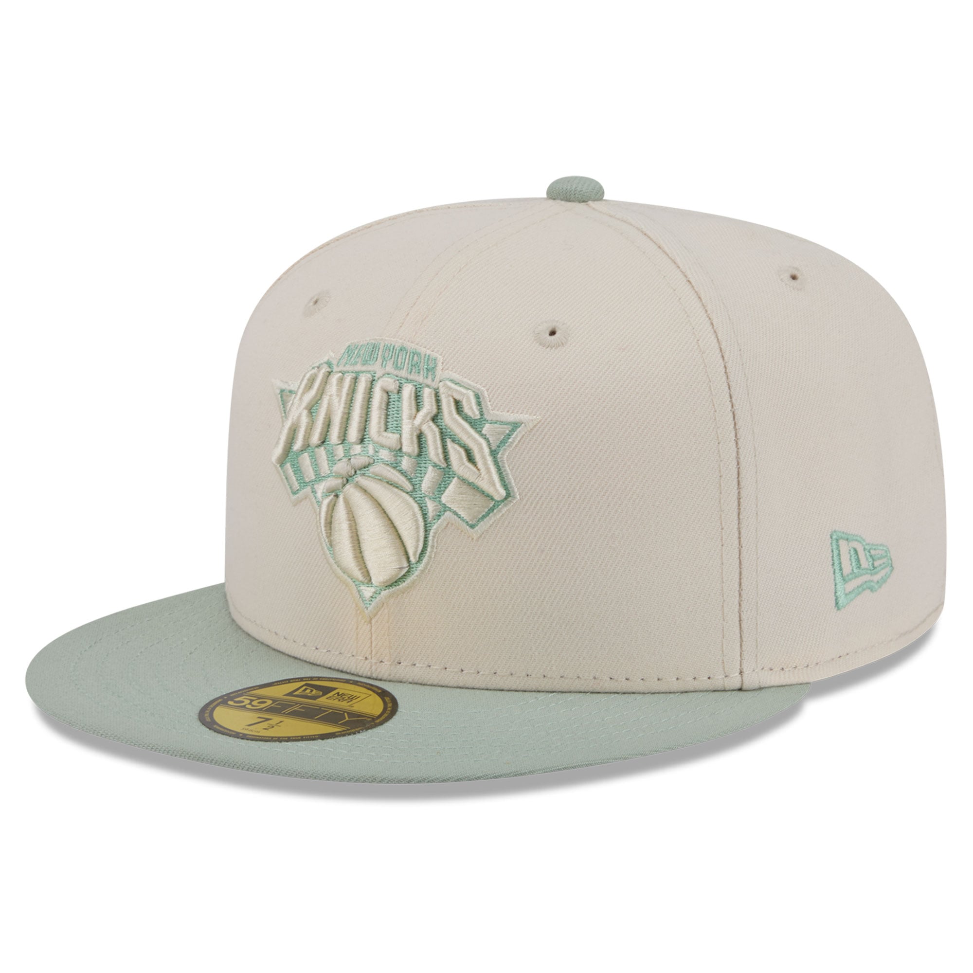 Men's New Era Cream/Light Green New York Knicks Color Pack 2-Tone 59FIFTY Fitted Hat