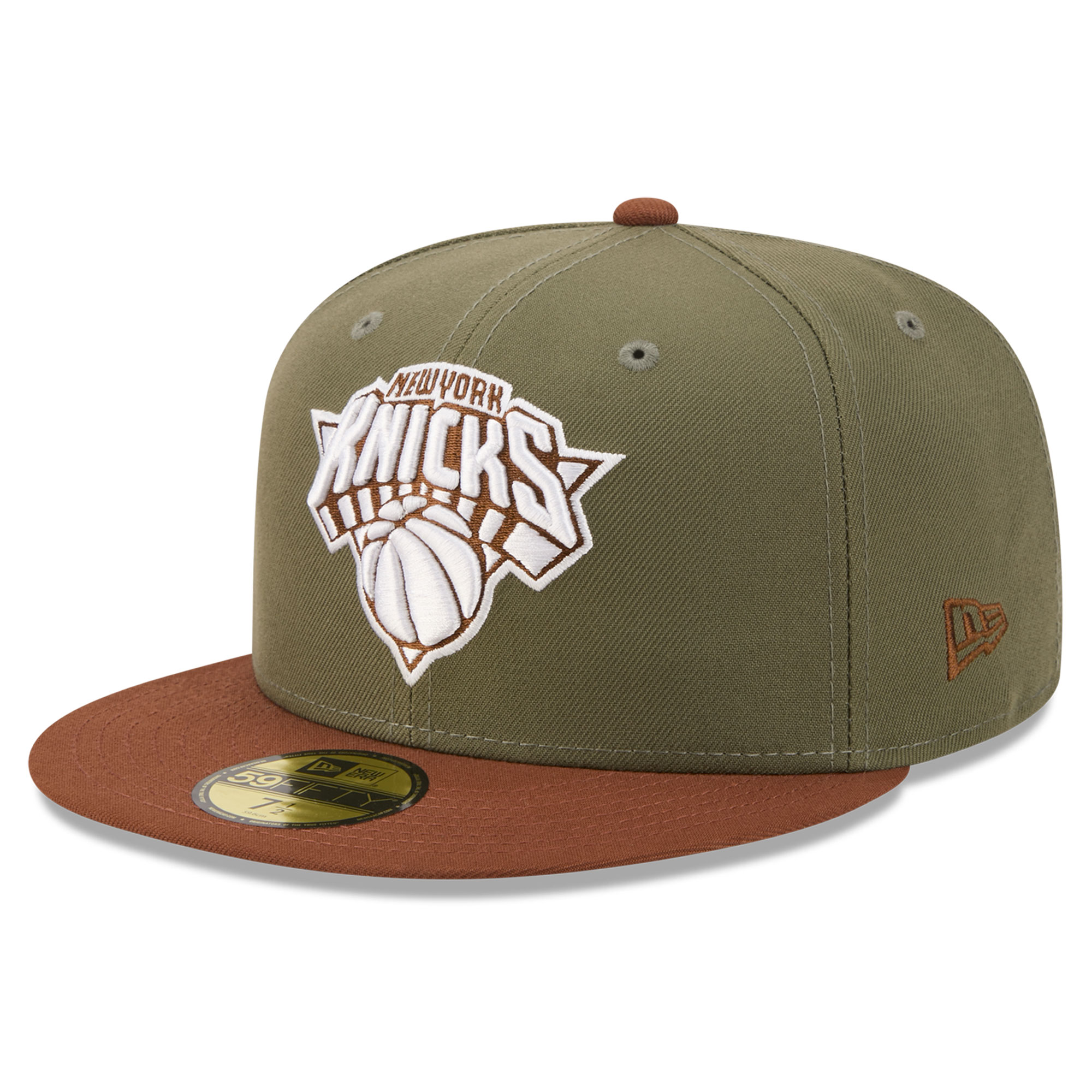Men's New Era Olive/Brown New York Knicks Color Pack 2-Tone 59FIFTY Fitted Hat