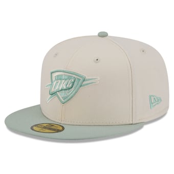 Men's New Era Cream/Light Green Oklahoma City Thunder Color Pack 2-Tone 59FIFTY Fitted Hat