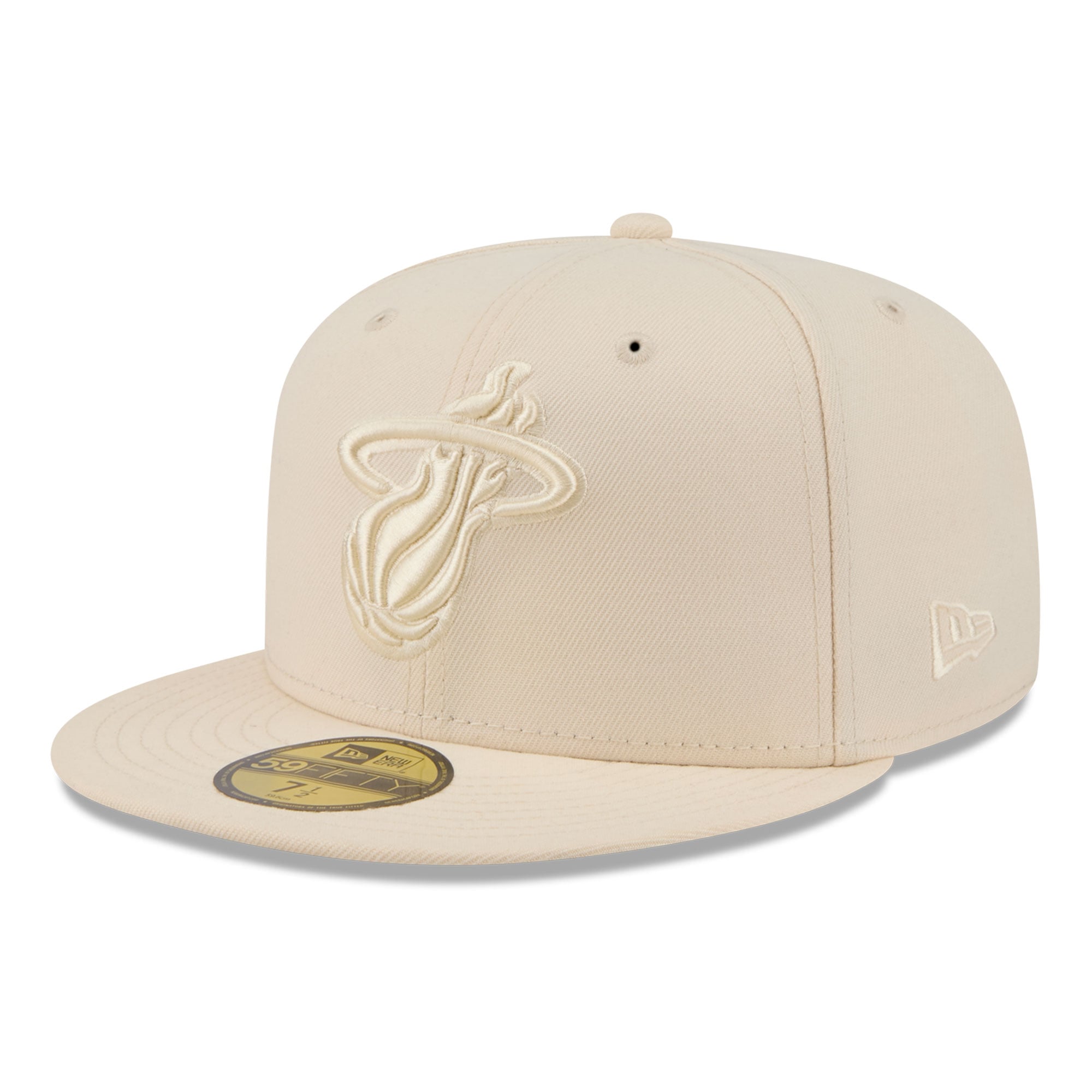 Men's New Era Cream Miami Heat Color Pack 59FIFTY Fitted Hat