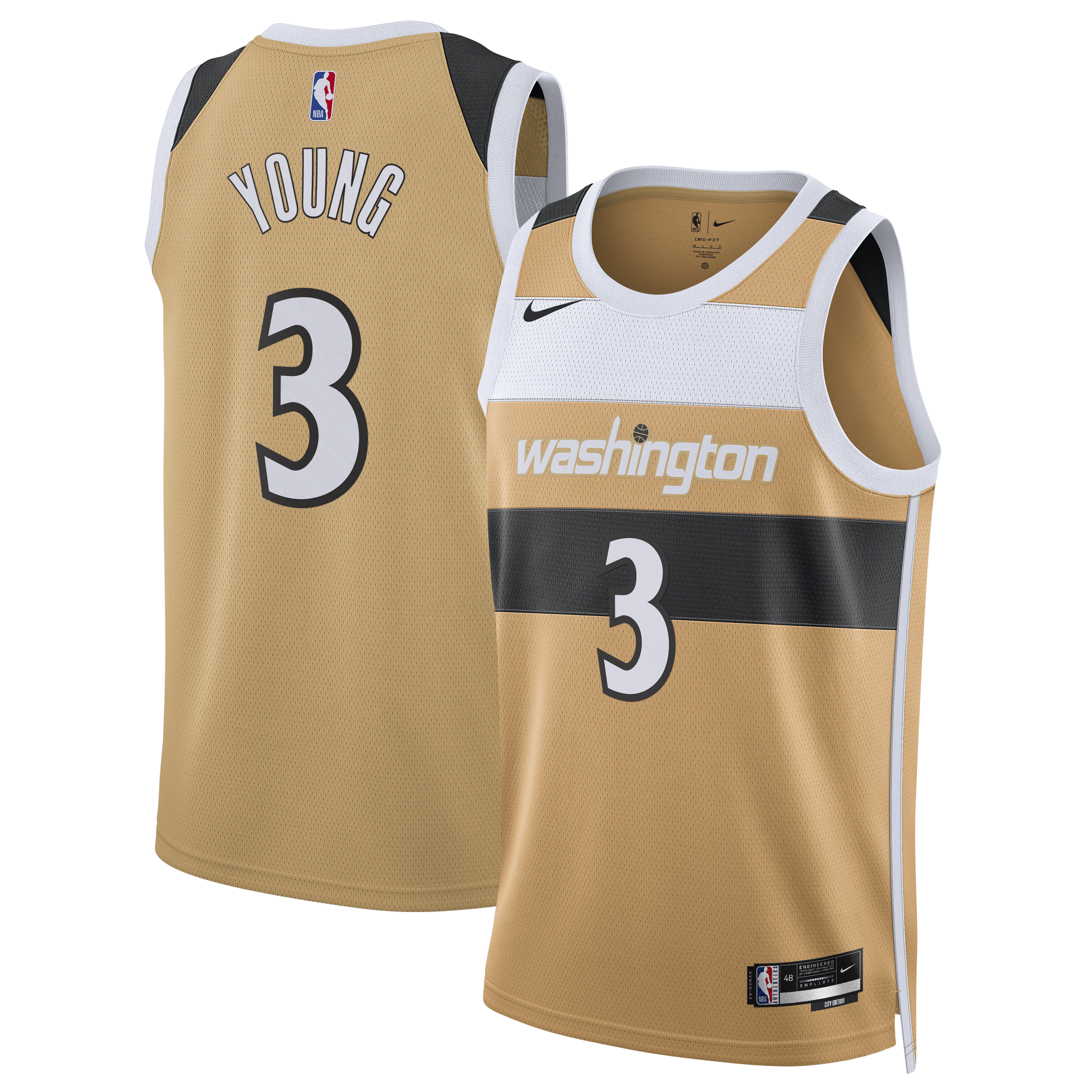 Camiseta Nike City Edition Swingman de los Washington Wizards 2025/26 - Tostada - Trae Young - Unisex