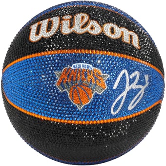 Jalen Brunson New York Knicks Autographed Swarovski Crystal Wilson 2023-2024 Tribute Edition Collector's Basketball - Art by Rock On Sports