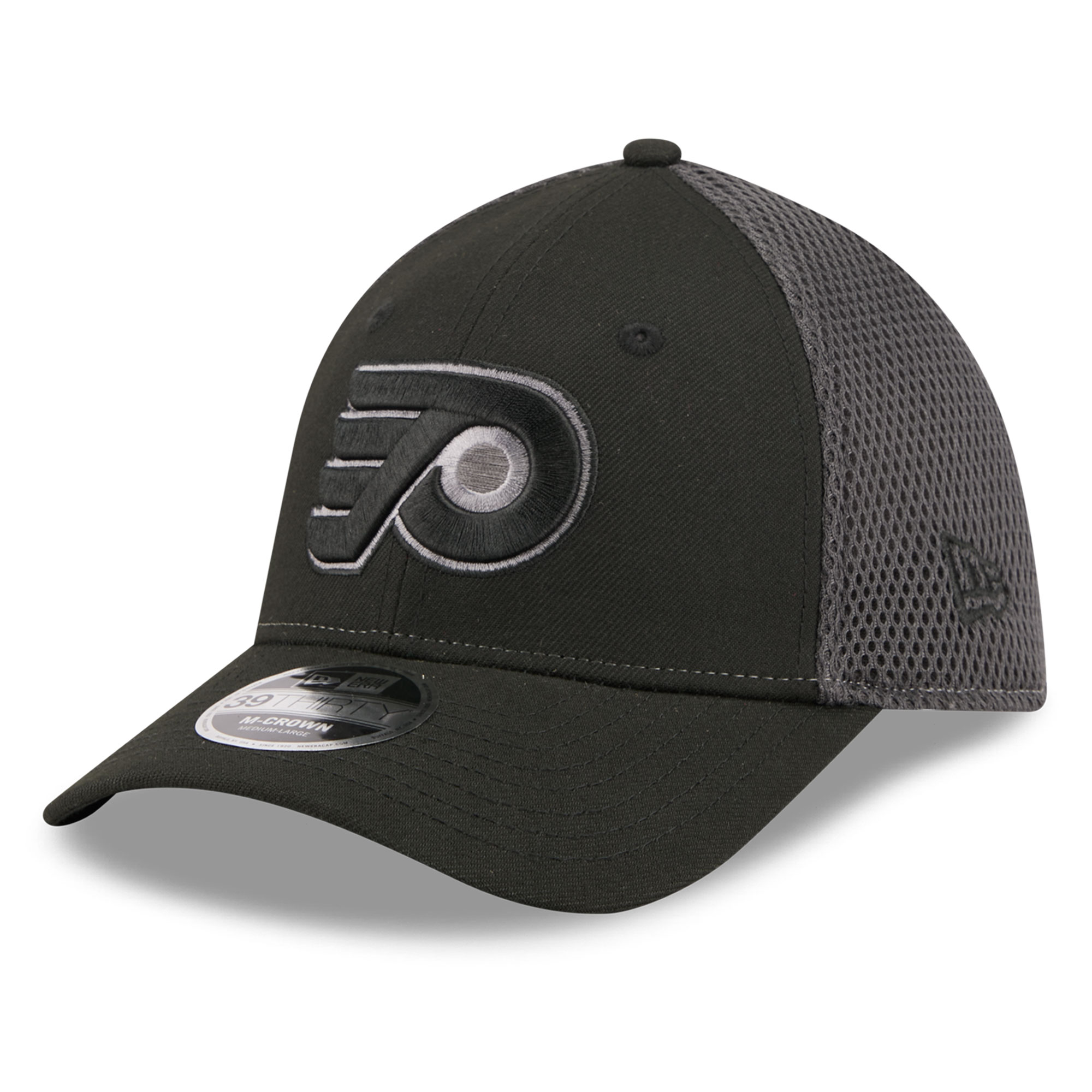 Men's New Era Black Philadelphia Flyers Neo Mesh 39THIRTY M-Crown Stretch Hat