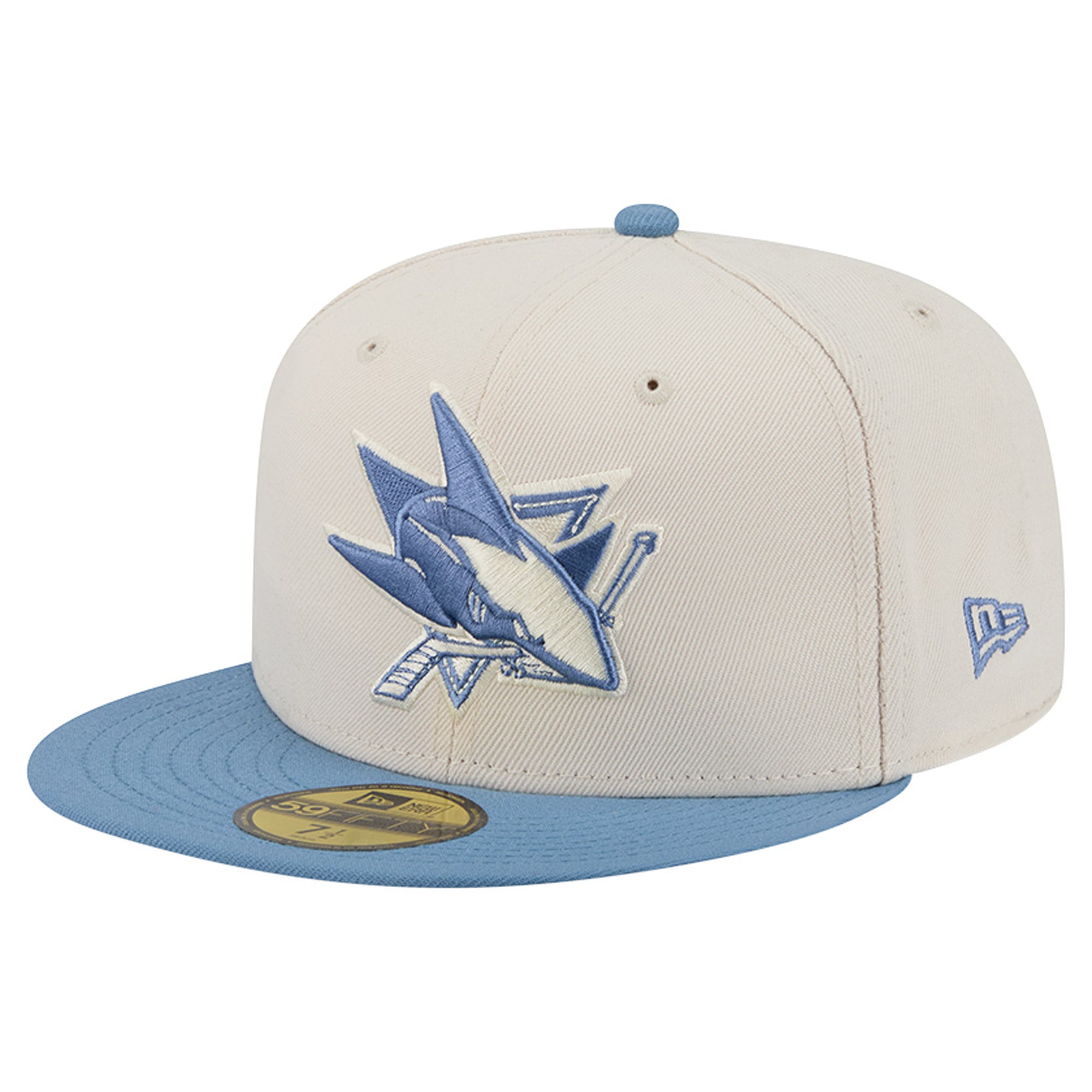 Men's New Era Cream/Blue San Jose Sharks Color Pack Two-Tone 59FIFTY Fitted Hat