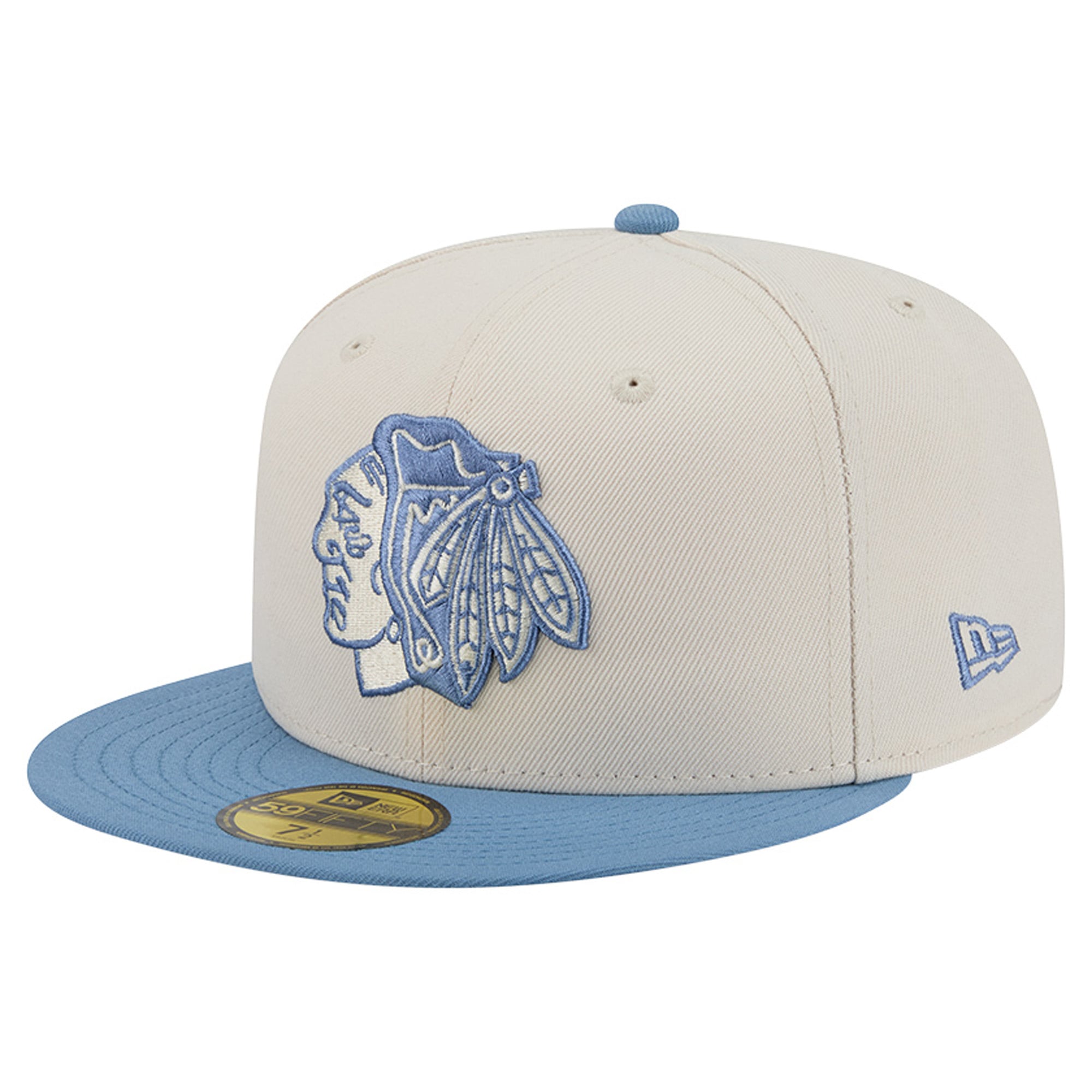 Men's New Era Cream/Blue Chicago Blackhawks Color Pack Two-Tone 59FIFTY Fitted Hat