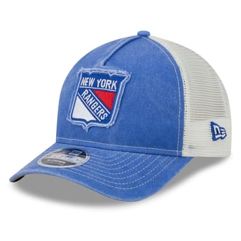 Men's New Era  Blue New York Rangers Fan Applique M-Crown A-Frame 9FORTY Adjustable Hat